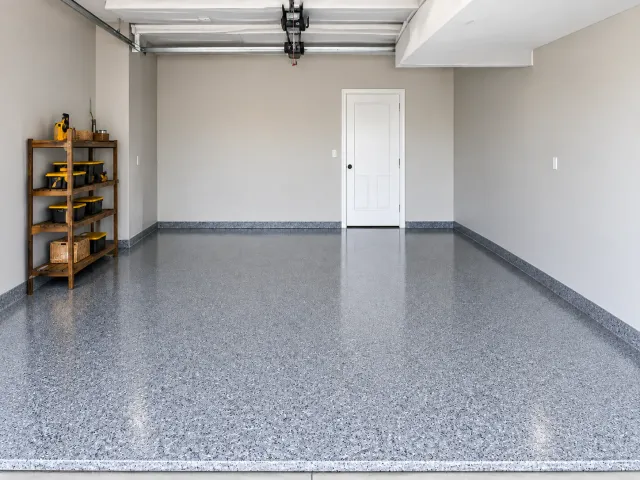 Finished single-car garage floor